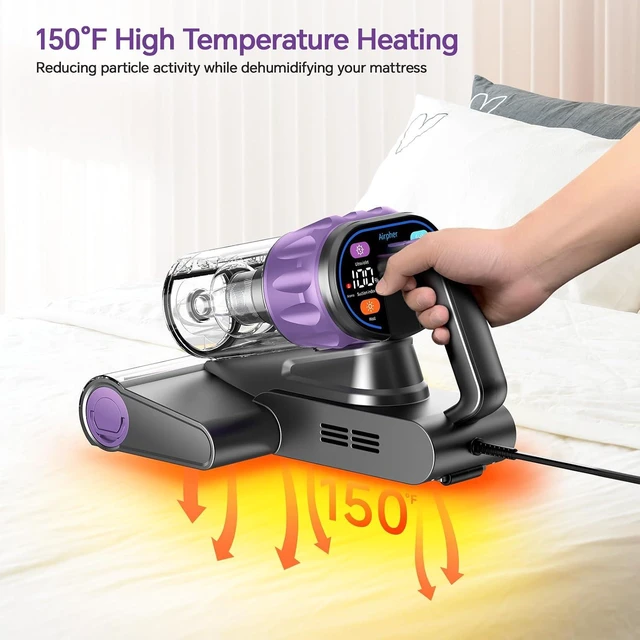 Alt view image 4 of 7 - Bed Mattress Vacuum Cleaner - 18 KPa Suction,150°F Heat,Aroma,253.7nm UV-C