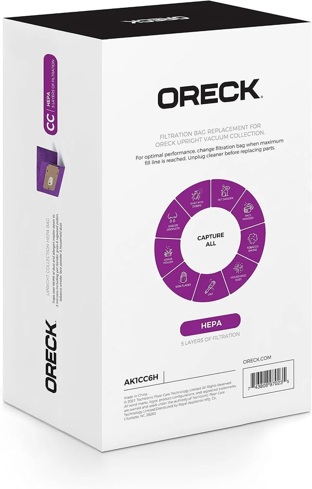 Alt view image 2 of 5 - Oreck Vacuum Cleaner Bags for Upright Vacs, Pack of 6, Purple, Type CC