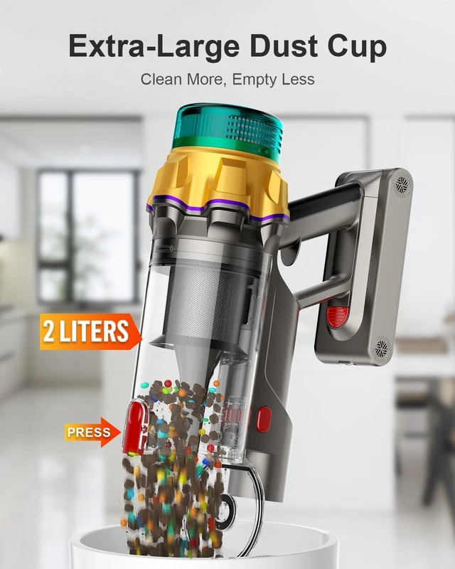 Alt view image 3 of 7 - Cordless Vacuum Cleaner, 55KPA 650W 70Mins Extra-Large Dust Cup Cordless Stick Vacuum, Rechargeable Vacuum Cleaner with Self-Standing, Vacuum Cleaners for Home, Hardwood Floor, Carpet, Pet Hair