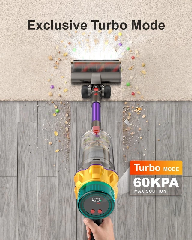 Alt view image 5 of 7 - Cordless Vacuum Cleaner, 55KPA 650W 70Mins Extra-Large Dust Cup Cordless Stick Vacuum, Rechargeable Vacuum Cleaner with Self-Standing, Vacuum Cleaners for Home, Hardwood Floor, Carpet, Pet Hair
