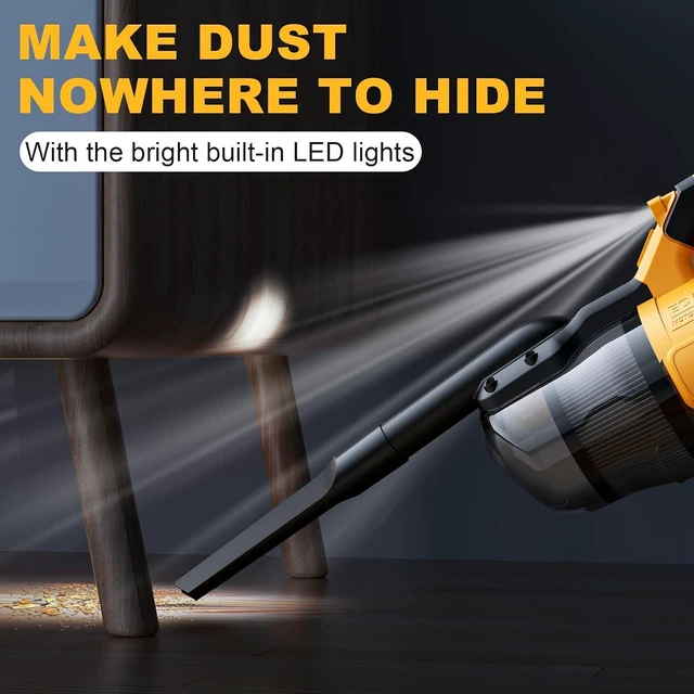 Alt view image 5 of 7 - Cordless Vacuum Cleaner for De-Walt 20V Battery,100 AW Handheld Vacuum Cleaner with Washable HEPA Filter,55CFM Portable Shop Vacuum for Car/Pet Hair/Carpets/Hard Floors(No Battery)