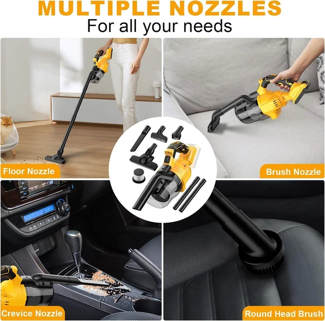 Alt view image 7 of 7 - Cordless Vacuum Cleaner for De-Walt 20V Battery,100 AW Handheld Vacuum Cleaner with Washable HEPA Filter,55CFM Portable Shop Vacuum for Car/Pet Hair/Carpets/Hard Floors(No Battery)