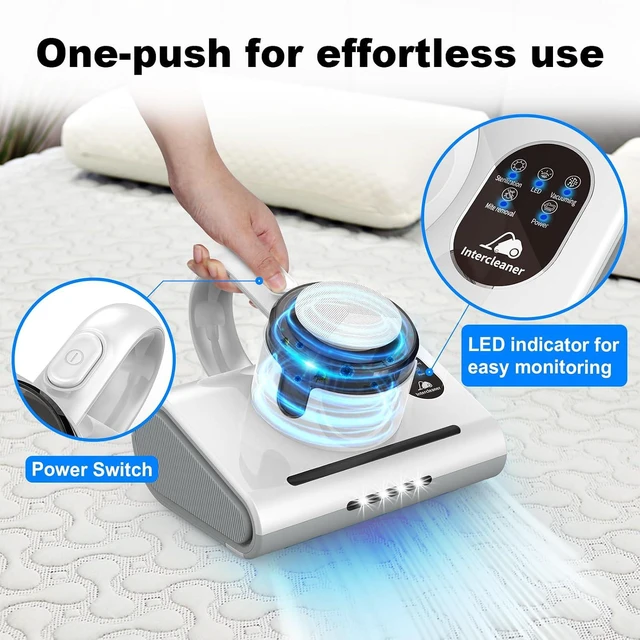 Alt view image 2 of 7 - Mattress Vacuum Cleaner,13Kpa Powerful Suction Bed Vaccum Cleaner with UV-C Light,LED Headlights and High Heating Tech,1.2kg Light Weight Handheld vaccum for spot Cleaning,Sofa,Couch Fabric Cleaner