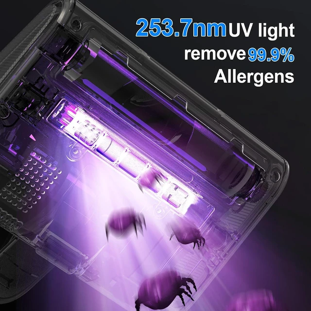 Alt view image 3 of 7 - Mattress Vacuum Cleaner,13Kpa Powerful Suction Bed Vaccum Cleaner with UV-C Light,LED Headlights and High Heating Tech,1.2kg Light Weight Handheld vaccum for spot Cleaning,Sofa,Couch Fabric Cleaner