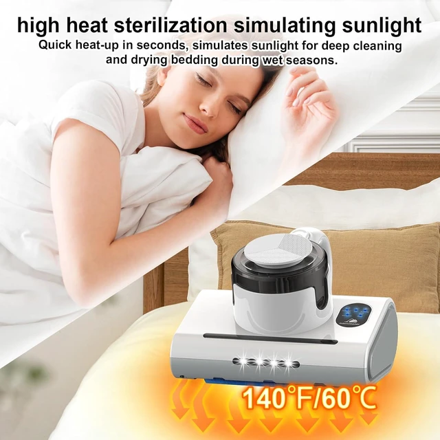 Alt view image 6 of 7 - Mattress Vacuum Cleaner,13Kpa Powerful Suction Bed Vaccum Cleaner with UV-C Light,LED Headlights and High Heating Tech,1.2kg Light Weight Handheld vaccum for spot Cleaning,Sofa,Couch Fabric Cleaner