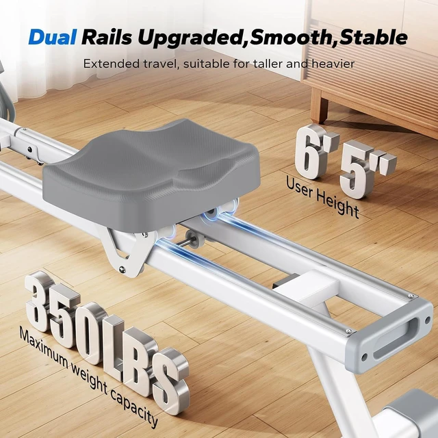 Alt view image 3 of 7 - Merach Q1S Magnetic Rowing Machine Indoor, Dual Slide Rail, Quiet & Smooth