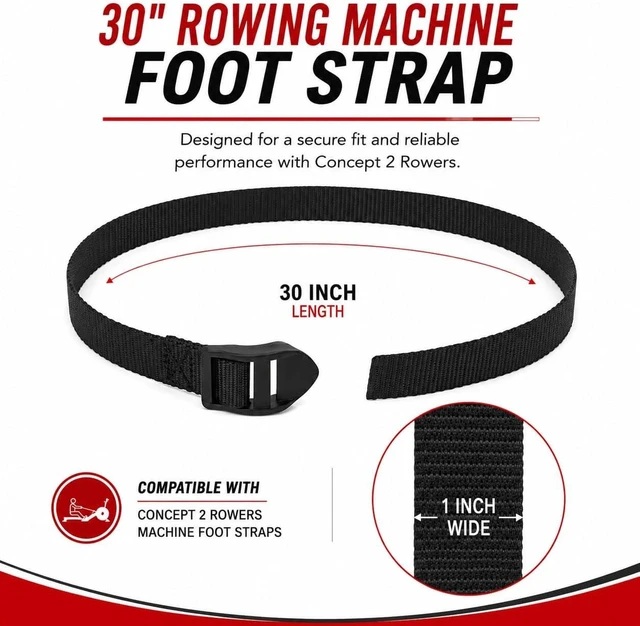 Alt view image 3 of 5 - TreadLife Fitness Rowing Machine Replacement Foot Straps for Concept 2 Rower | 1 or 2 Pack