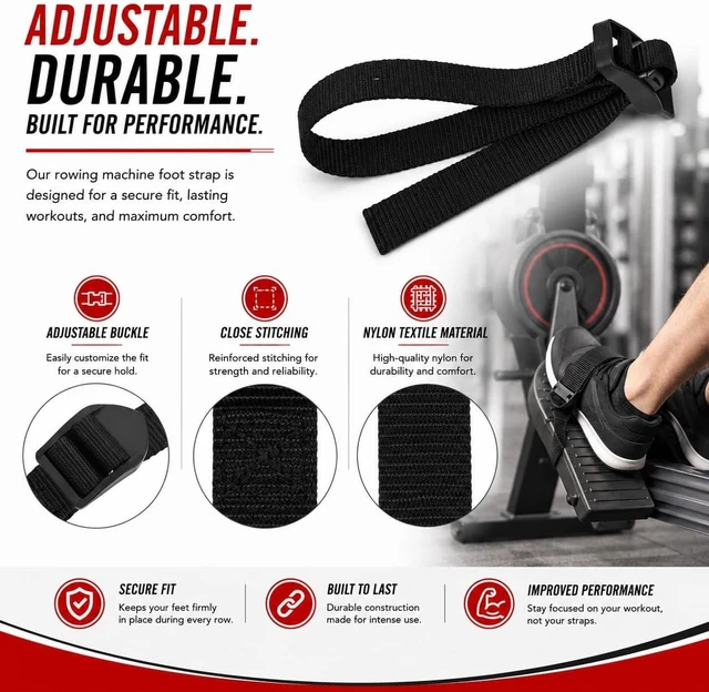 Alt view image 5 of 5 - TreadLife Fitness Rowing Machine Replacement Foot Straps for Concept 2 Rower | 1 or 2 Pack