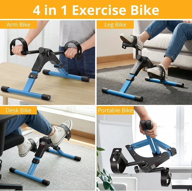 Alt view image 2 of 7 - MOMODA Pedal Exerciser Leg and Arm Exercise Bike with LCD Monitor Foldable (Black/Blue)