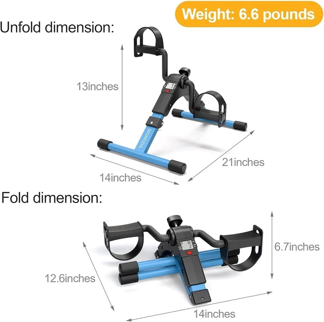 Alt view image 7 of 7 - MOMODA Pedal Exerciser Leg and Arm Exercise Bike with LCD Monitor Foldable (Black/Blue)