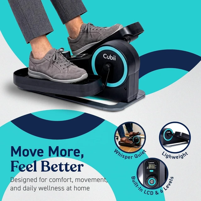Alt view image 2 of 7 - Cubii Move Under Desk Elliptical Bike Exerciser, Leg Exercise Machine, Aqua
