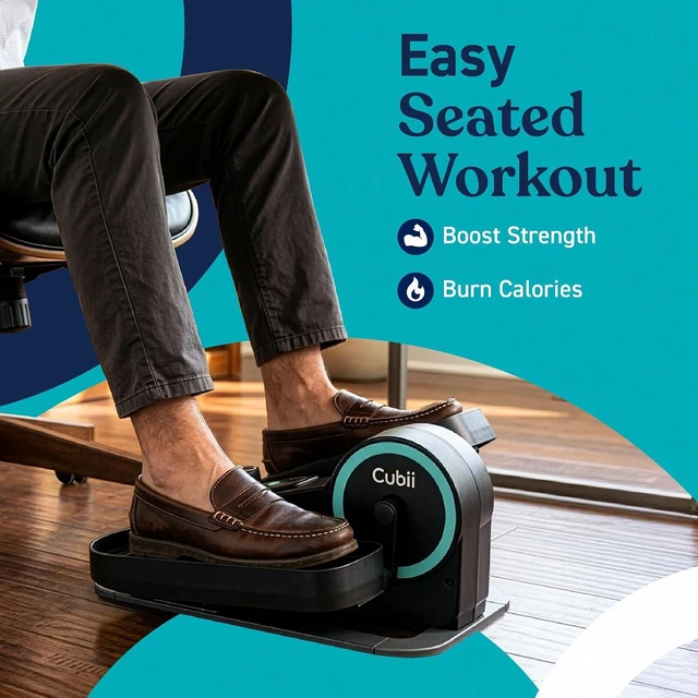 Alt view image 6 of 7 - Cubii Move Under Desk Elliptical Bike Exerciser, Leg Exercise Machine, Aqua