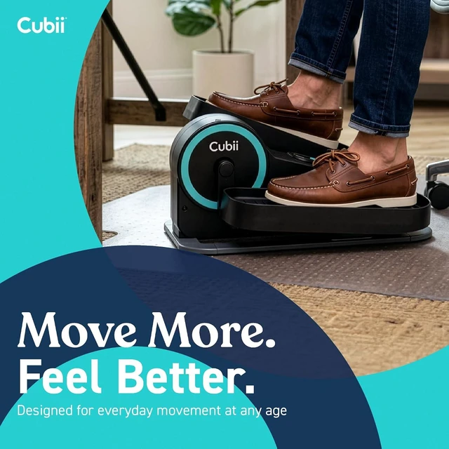 Alt view image 7 of 7 - Cubii Move Under Desk Elliptical Bike Exerciser, Leg Exercise Machine, Aqua