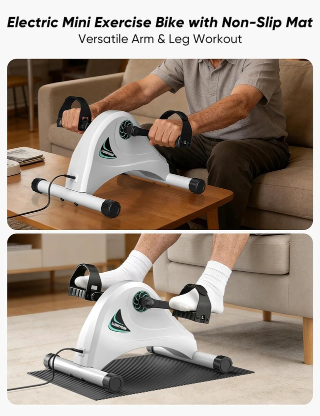 Alt view image 2 of 7 - Under Desk Bike Pedal Exerciser for Seniors, LUBBYGIM Mini Exercise Bike for Physical Therapy, Electric Motorized Foot Pedal Machine for Arm and Leg Fitness, 6 Speed Levels
