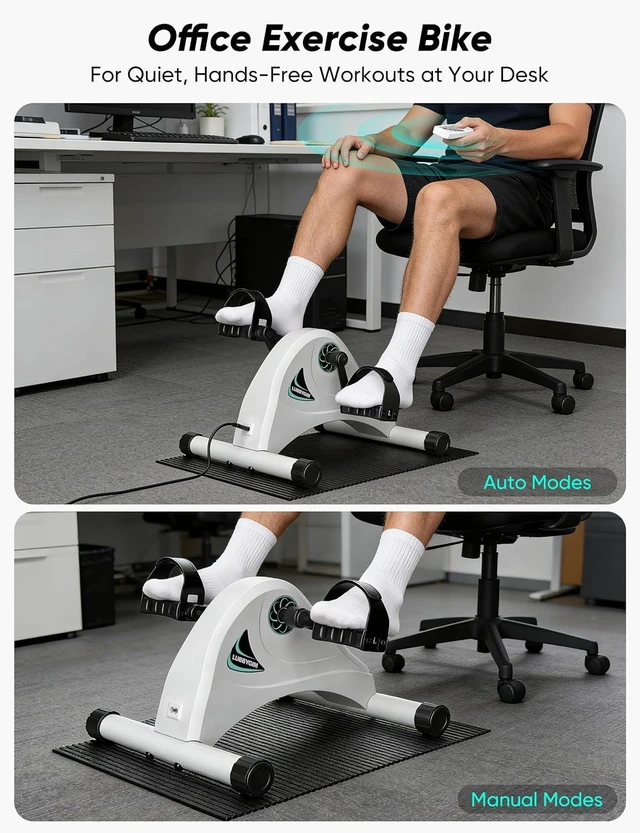Alt view image 4 of 7 - Under Desk Bike Pedal Exerciser for Seniors, LUBBYGIM Mini Exercise Bike for Physical Therapy, Electric Motorized Foot Pedal Machine for Arm and Leg Fitness, 6 Speed Levels