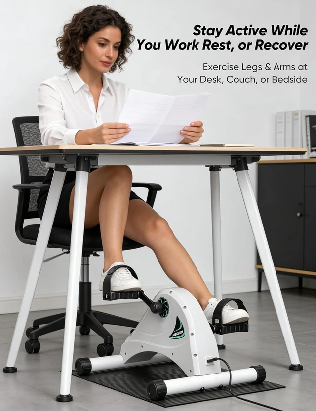 Alt view image 7 of 7 - Under Desk Bike Pedal Exerciser for Seniors, LUBBYGIM Mini Exercise Bike for Physical Therapy, Electric Motorized Foot Pedal Machine for Arm and Leg Fitness, 6 Speed Levels