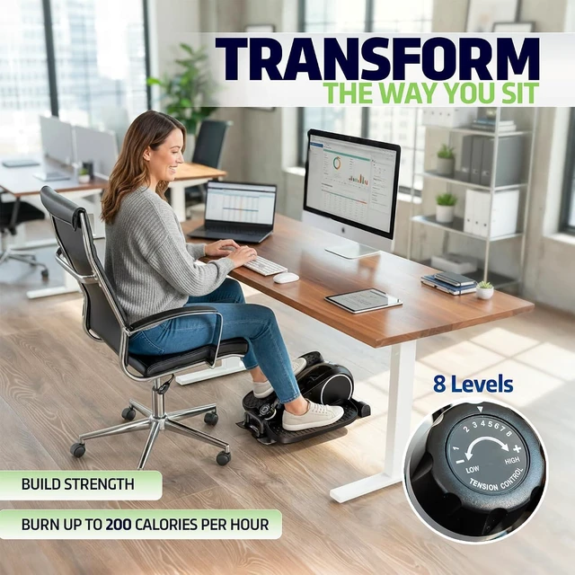 Alt view image 2 of 7 - DeskCycle Under Desk Elliptical Machine up to 40 lbs Magnetic Resistance Foot Pedaler, Ultra-Smooth & Silent Seated Leg Exerciser, Heavy Duty Non-Sliding Steel Frame
