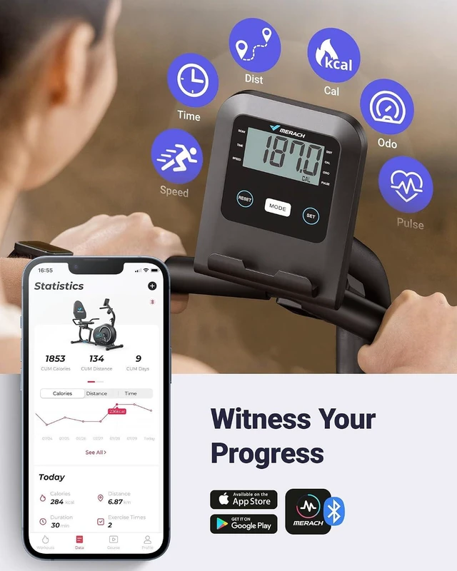 Alt view image 6 of 7 - MERACH Recumbent Exercise Bikes for Home with Smart Bluetooth Equipment App