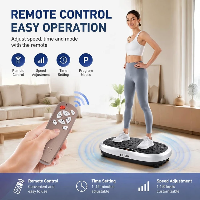 Alt view image 7 of 7 - EILISON FitMaxx 3D XL Vibration Plate Exercise Machine with 120 Speeds