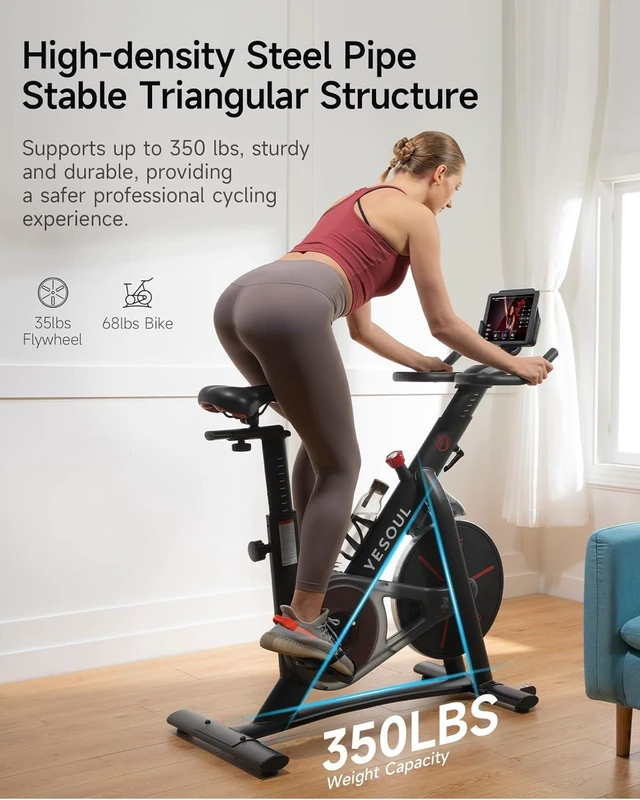 Alt view image 3 of 6 - YESOUL Exercise Bike, Magnetic Stationary Bike for Home with App Training