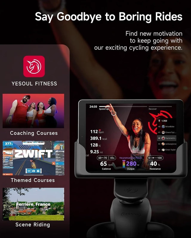 Alt view image 2 of 6 - YESOUL Exercise Bike, Magnetic Stationary Bike for Home with App Training