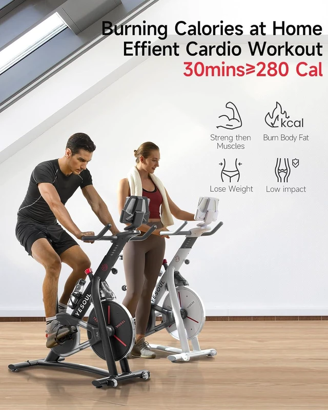 Alt view image 5 of 6 - YESOUL Exercise Bike, Magnetic Stationary Bike for Home with App Training