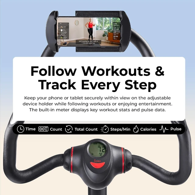 Alt view image 5 of 7 - Sunny Health & Fitness Smart Power Stepper with Resistance Bands for Cardio