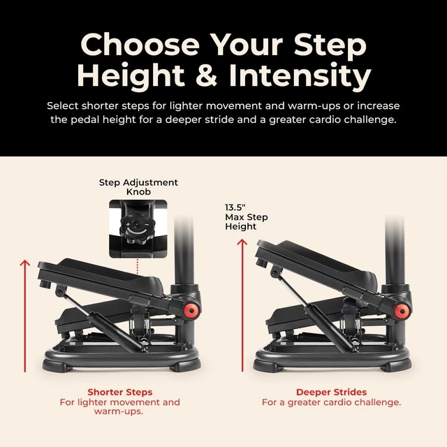 Alt view image 4 of 7 - Sunny Health & Fitness Smart Power Stepper with Resistance Bands for Cardio