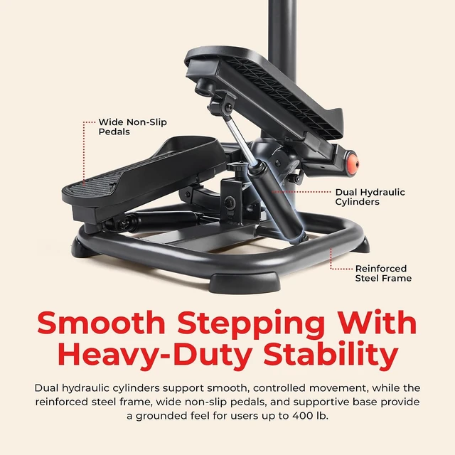 Alt view image 7 of 7 - Sunny Health & Fitness Smart Power Stepper with Resistance Bands for Cardio