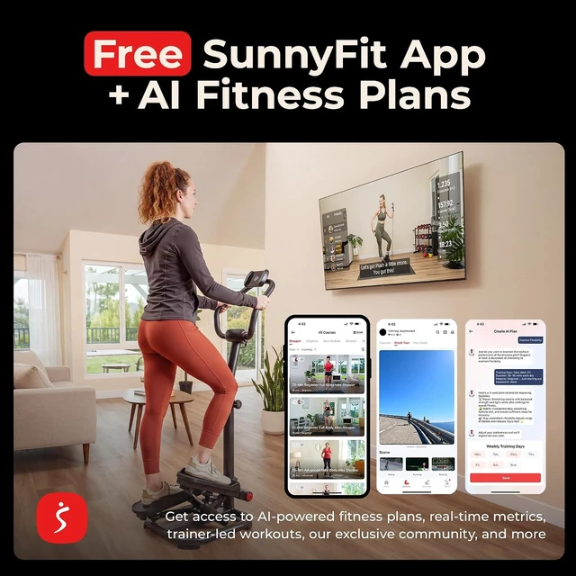Alt view image 6 of 7 - Sunny Health & Fitness Smart Power Stepper with Resistance Bands for Cardio