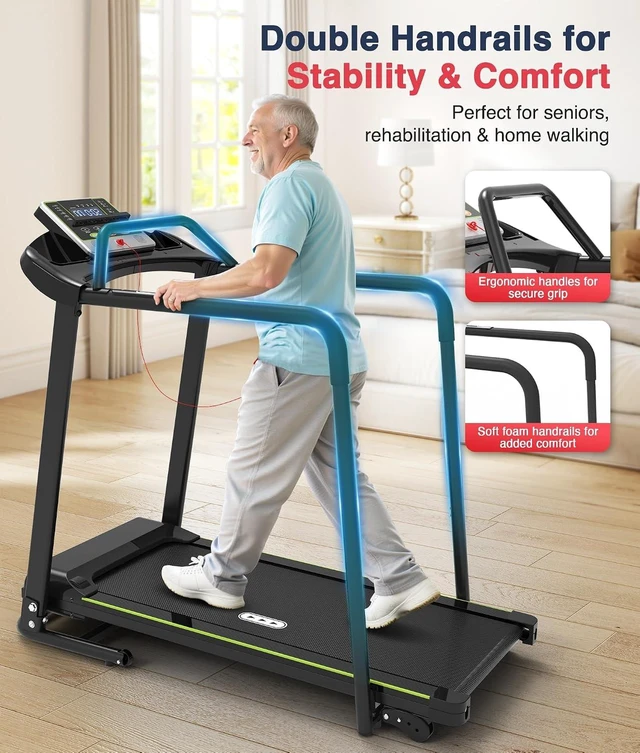 Alt view image 2 of 7 - Redliro Walking Treadmill for Seniors with Long Handrails for Home