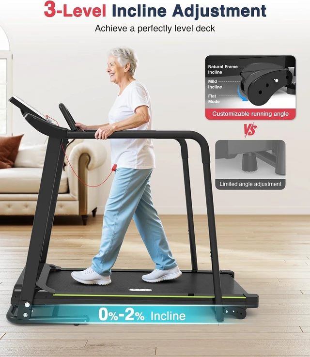 Alt view image 4 of 7 - Redliro Walking Treadmill for Seniors with Long Handrails for Home
