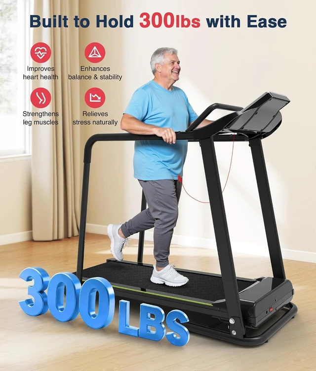 Alt view image 6 of 7 - Redliro Walking Treadmill for Seniors with Long Handrails for Home