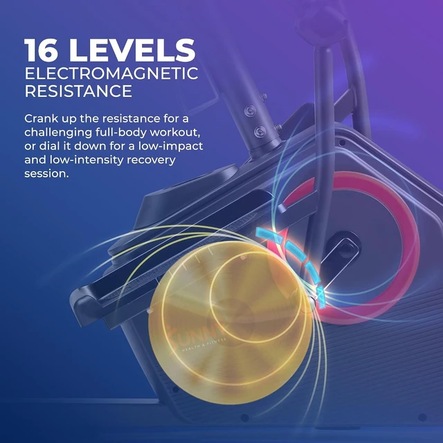 Alt view image 3 of 7 - Sunny Health & Fitness Elite Recumbent Cross Trainer & Elliptical Machine with Arm Exercisers for Home Arm/Leg Training, Easy Adjust Seat & Mesh Backrest, Free SunnyFit App Bluetooth Connectivity