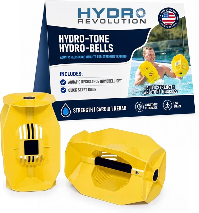 Main image of Aquastrength Hydro-Tone Total Body Pool Exercise System, Isokinetic Functional Water Weights, Bells 12" x 7.5", Fins 6.5" x 2.5", Quick Start Guide Included