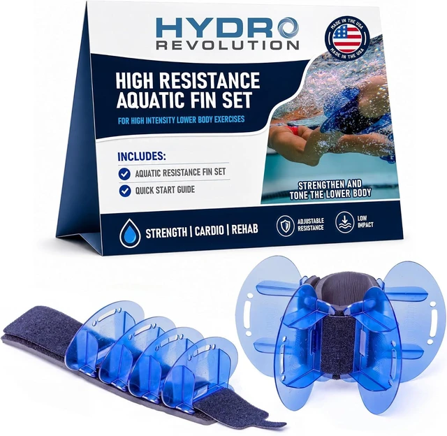 Main image of Total Body Pool Weights for Water Exercise Bundle, Polycarbonate Upper Body Bells & Padded Lower Body Fins, Aqua Therapy, Pool Exercise, Water Aerobics, Color Indicate Resistance Level
