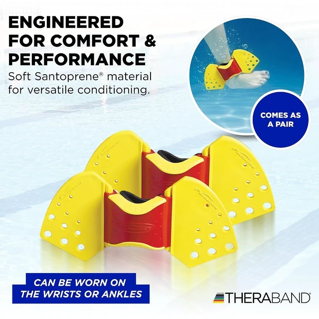 Alt view image 3 of 7 - THERABAND Aquafins Aquatic Exercise Kit, 2 Fins, Mesh Bag, Water Aerobics