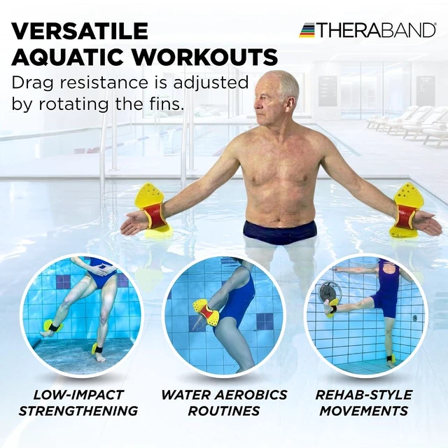 Alt view image 5 of 7 - THERABAND Aquafins Aquatic Exercise Kit, 2 Fins, Mesh Bag, Water Aerobics