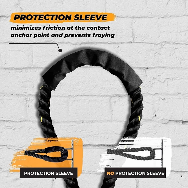 Alt view image 3 of 7 - Yes4All 1.5/2 Inch Battle Ropes with Extra Protective Sleeve, Workout Ropes for Cross-Training Home Gym & Fitness Exercises, Strength Training - 30,40,50 Feet Lengths Available
