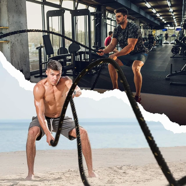 Alt view image 6 of 7 - Yes4All 1.5/2 Inch Battle Ropes with Extra Protective Sleeve, Workout Ropes for Cross-Training Home Gym & Fitness Exercises, Strength Training - 30,40,50 Feet Lengths Available