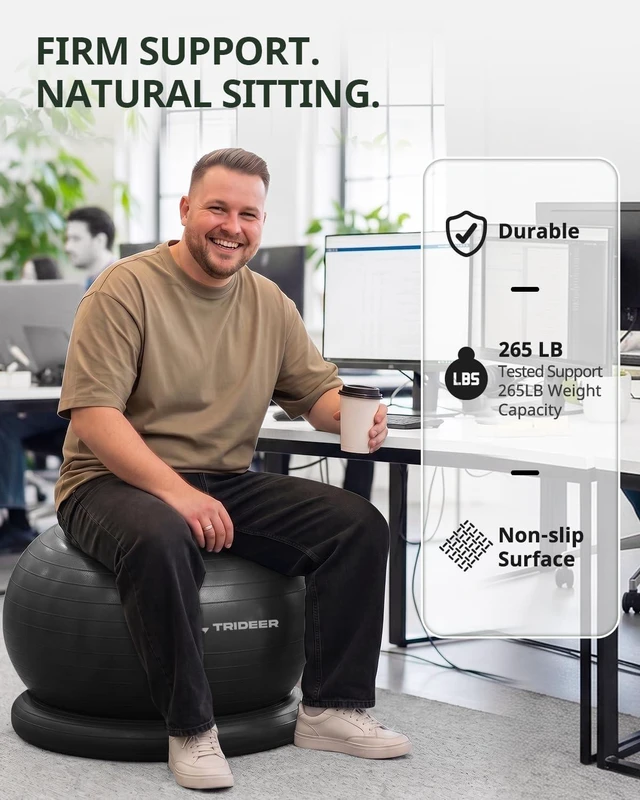 Alt view image 3 of 7 - Trideer Exercise Ball Chair Yoga Ball Chair for Office, Pregnancy & Home