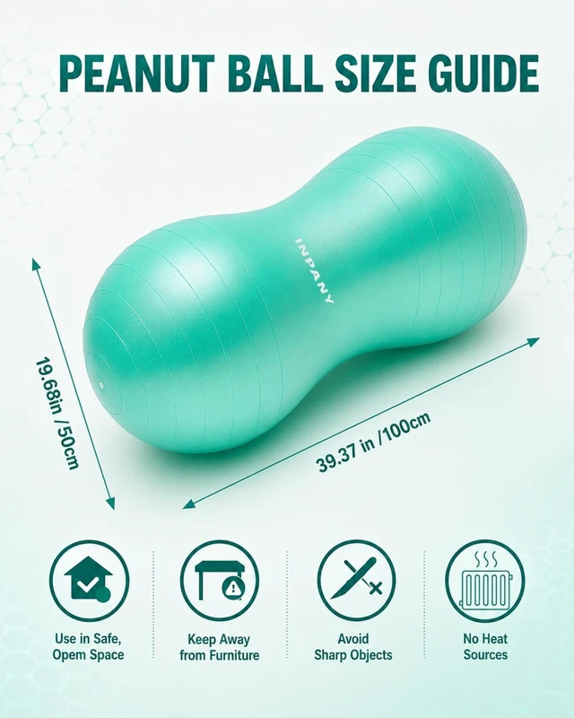Alt view image 2 of 7 - INPANY Peanut Exercise Ball for Labor, Physical Therapy & Fitness