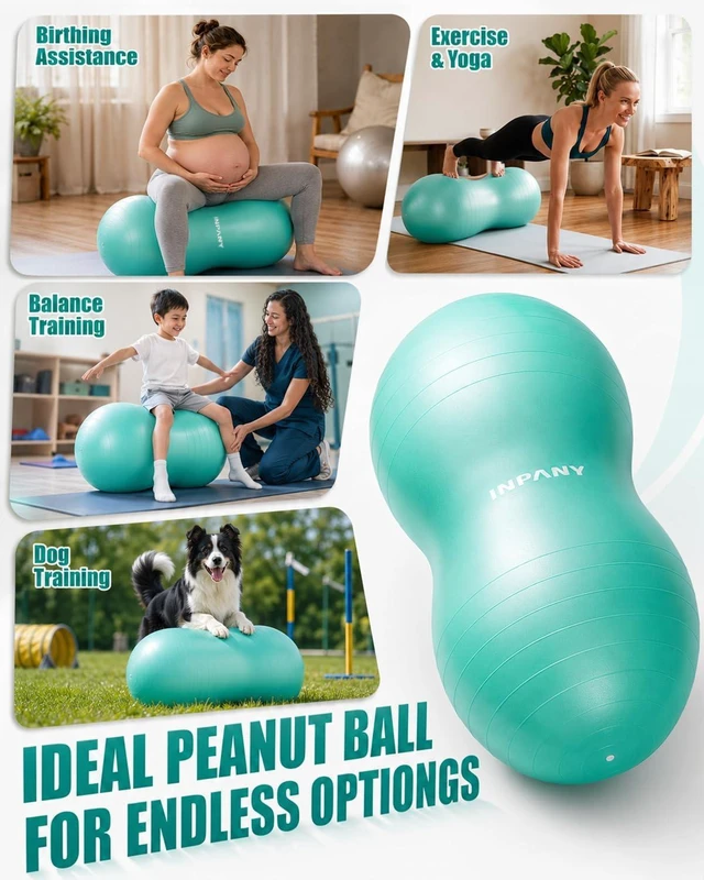 Alt view image 6 of 7 - INPANY Peanut Exercise Ball for Labor, Physical Therapy & Fitness