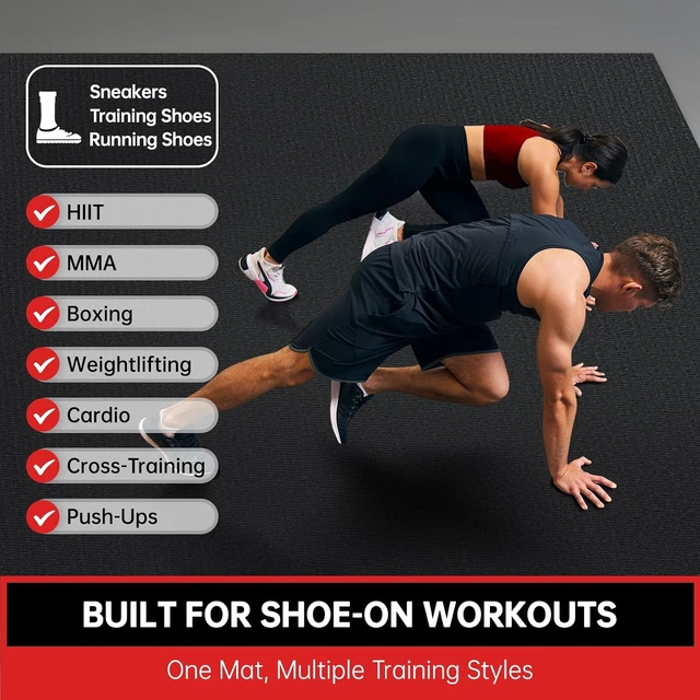 Alt view image 2 of 7 - GymCope Large Exercise Mat for Home Workouts, 12x6/10x6/9x6/8x6/7x5/6x4 ft