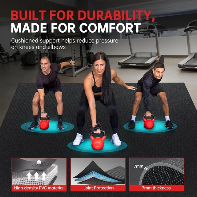Alt view image 3 of 7 - GymCope Large Exercise Mat for Home Workouts, 12x6/10x6/9x6/8x6/7x5/6x4 ft