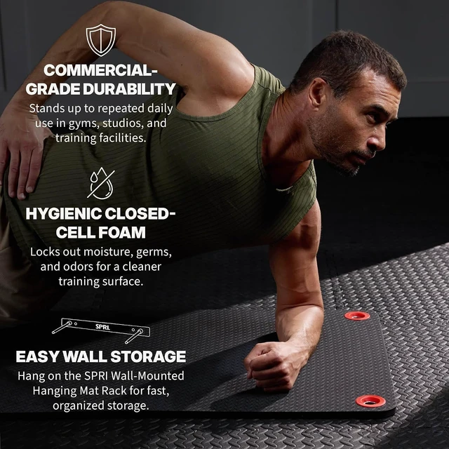 Alt view image 3 of 7 - SPRI Hanging Exercise Mats for Gyms, Closed-Cell Foam Yoga & Fitness Mats with Grommets, Thick Workout Mats for Studios & Group Fitness Classes