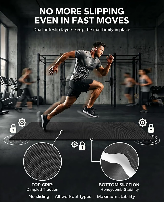 Alt view image 2 of 7 - HAPBEAR Large Exercise Mat-6'x4'/7'x5'/6'x8'/6'x9'/6'x10'/6'x12'x 1/3"(8mm)