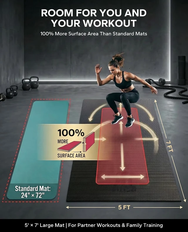 Alt view image 4 of 7 - HAPBEAR Large Exercise Mat-6'x4'/7'x5'/6'x8'/6'x9'/6'x10'/6'x12'x 1/3"(8mm)