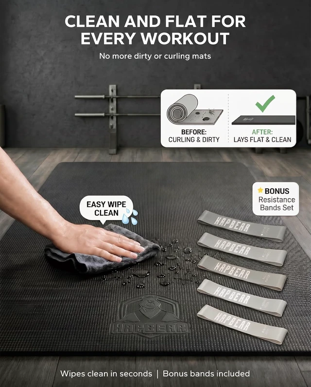 Alt view image 6 of 7 - HAPBEAR Large Exercise Mat-6'x4'/7'x5'/6'x8'/6'x9'/6'x10'/6'x12'x 1/3"(8mm)