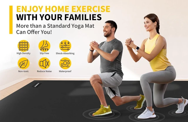 Alt view image 4 of 7 - CAMBIVO 8'x6'/7'x5'/6'x4' Large Exercise Mat Workout Mat for Home Gym, 7mm